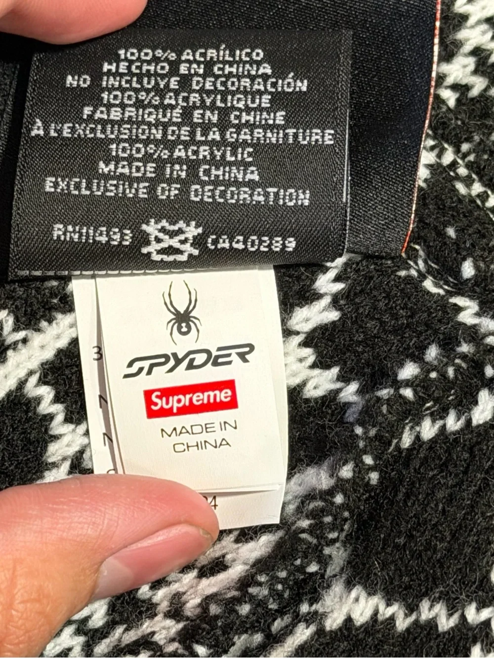 Supreme White & Black Spiderweb Knit Balaclava with Red Logo
